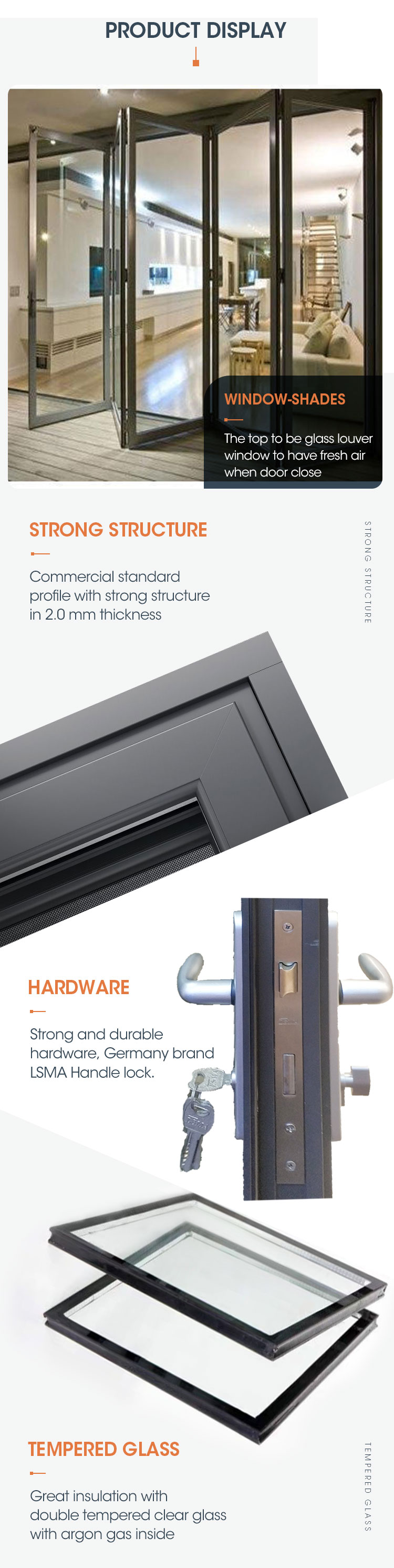 Australian Standard AS2047 Cost Effective Double Glass Aluminum Exterior Bifold Doors from China