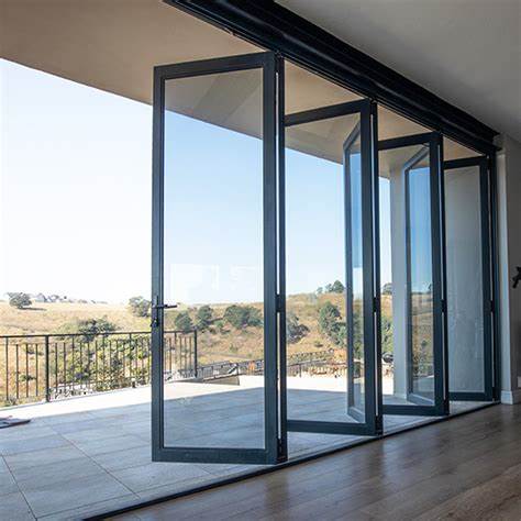 Modern Style Aluminum Heat Insulation Bi-fold Door Double Glazed Folding Door Low-e Glass Folding Door