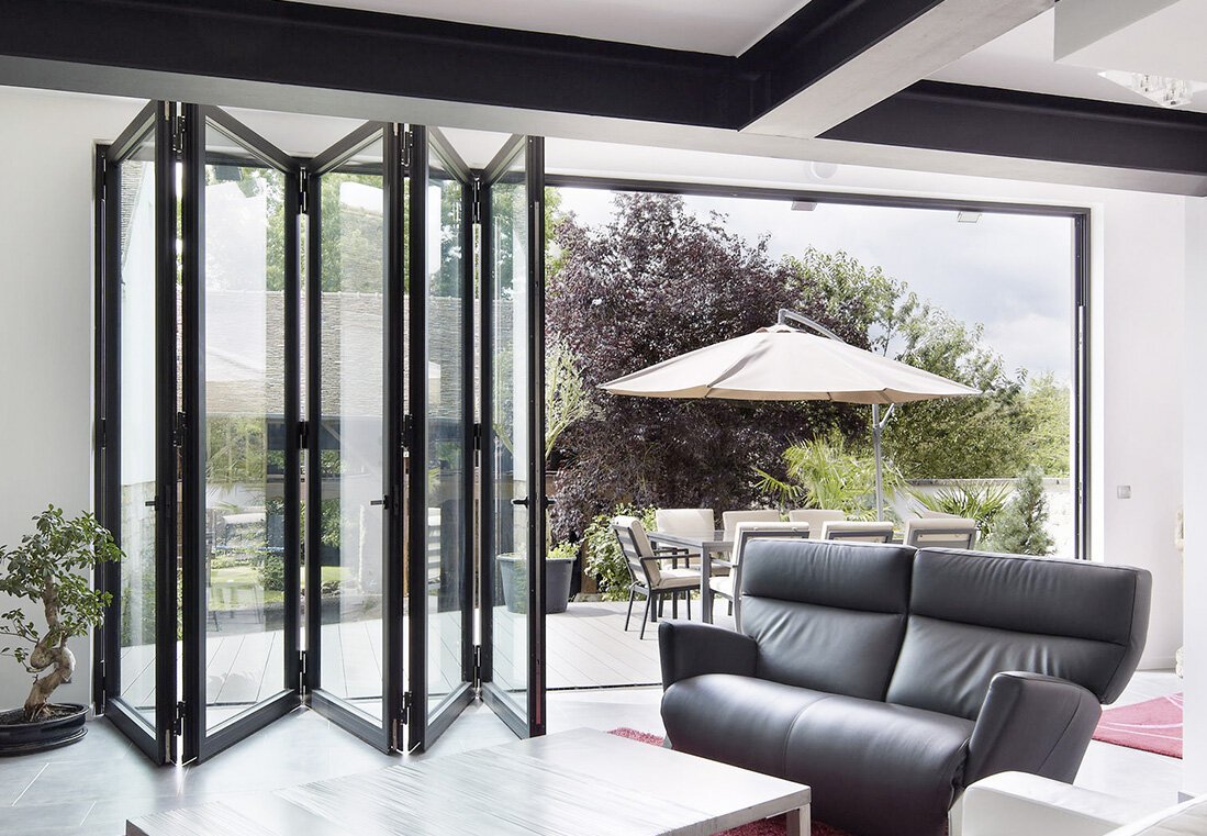Modern Style Aluminum Heat Insulation Bi-fold Door Double Glazed Folding Door Low-e Glass Folding Door