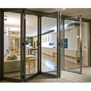 Hot Sale AS2047 Customized Matt Black Powder Coating Double Tempered Insulated Glass Aluminum Folding Door with Fly Screen for Home House Project