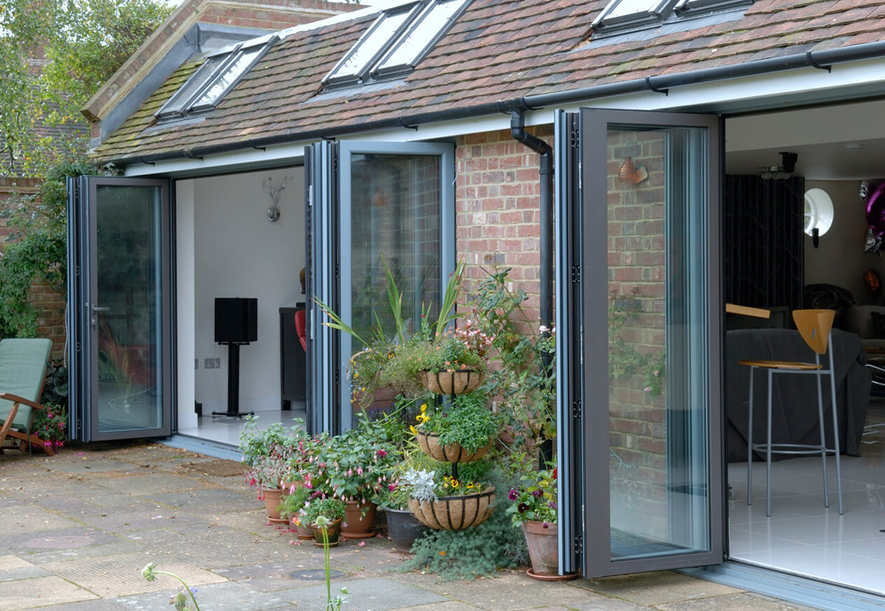 Aluminum AS2047 Certificated Accordion Door Double Glaze Glass Folding Door Black Grey Color Bi Folding for Commercial Building
