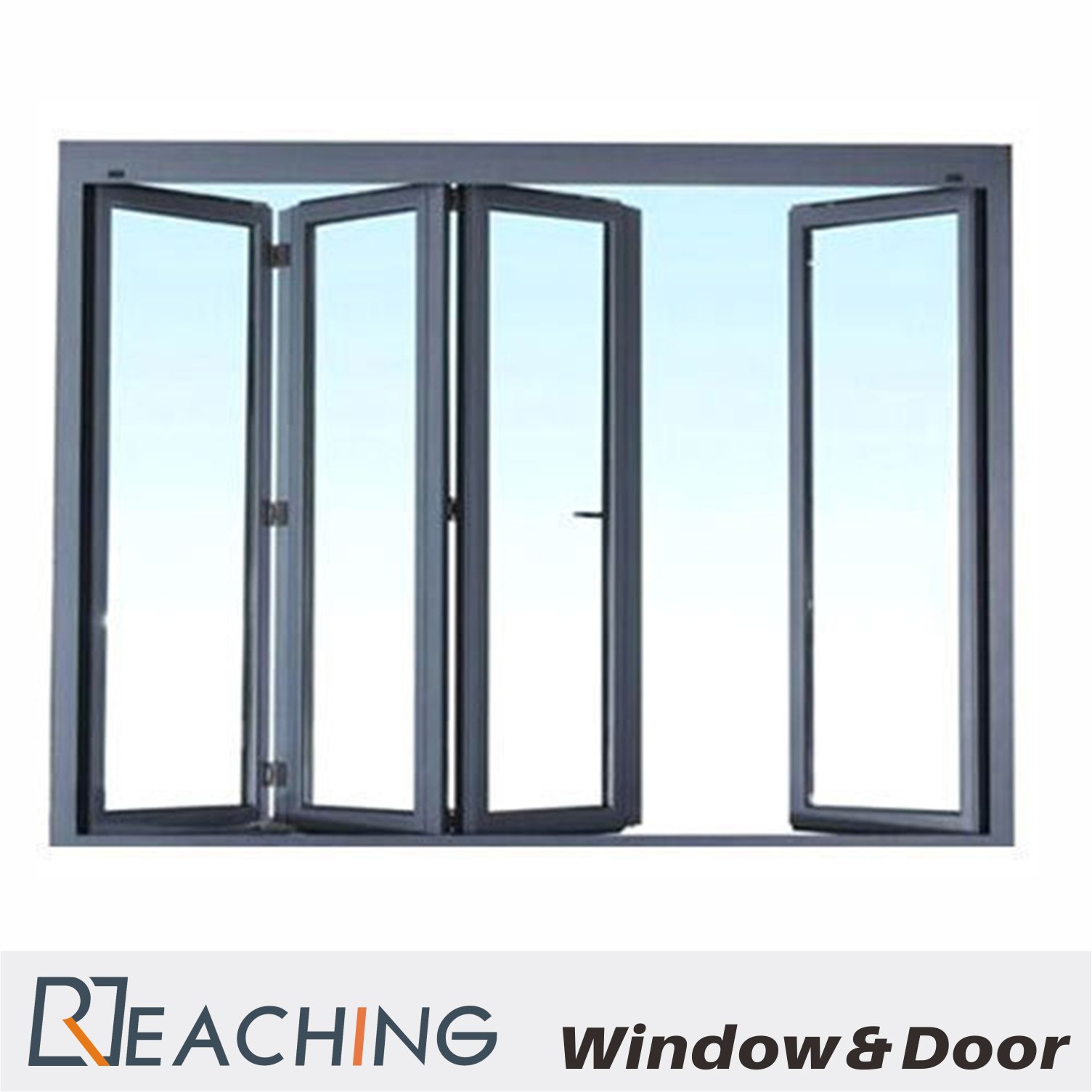 Grey Color Aluminium Folding Windows and Door with Water Proof Double Glass