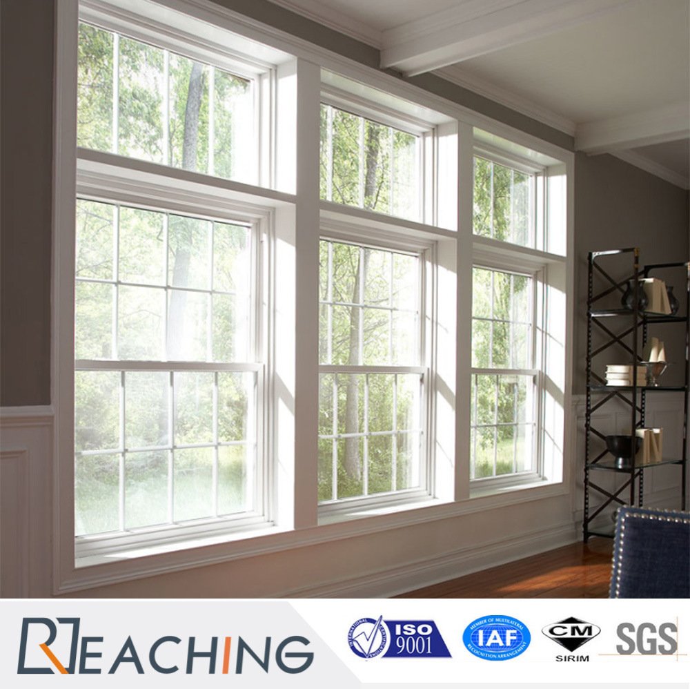 American Style White UPVC Hung Windows with Grills