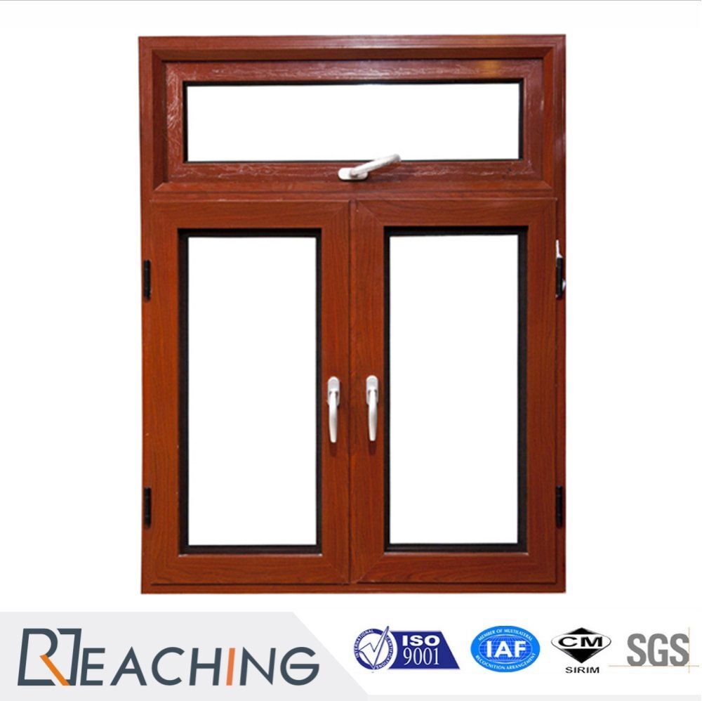 Wood Grain Color Aluminium Windows And Doors Double Insulating