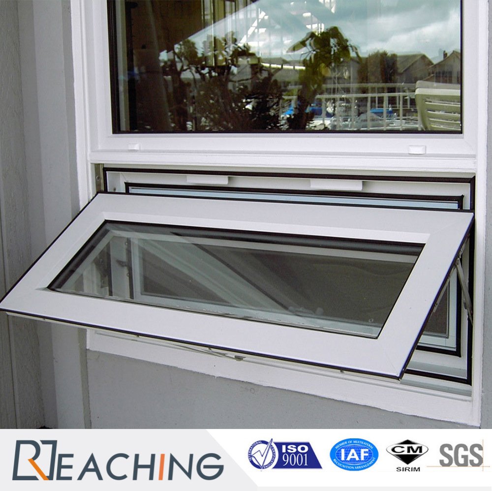 White Colour UPVC / PVC Profile Tempered Glass Awning Window